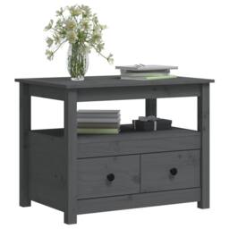Berkfield Home Beautiful Coffee Table Grey 71x49x55 cm Solid Wood Pine - Size: 71 x 49 x 55 cm - thumbnail 5