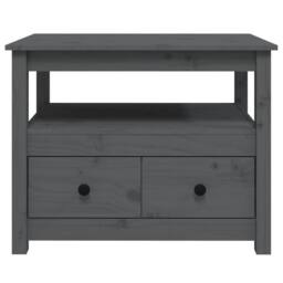 Berkfield Home Beautiful Coffee Table Grey 71x49x55 cm Solid Wood Pine - Size: 71 x 49 x 55 cm - thumbnail 7