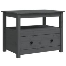 Berkfield Home Beautiful Coffee Table Grey 71x49x55 cm Solid Wood Pine - Size: 71 x 49 x 55 cm - thumbnail 3