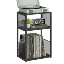 FORGEVIO Record Player Stand, 3-Tier Side Table, Vinyl Record Storage in Black - thumbnail 1