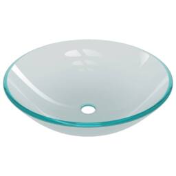 Berkfield Home Durable Bathroom Sink with Tap & Push Drain Frosted Tempered Glass in Silver - thumbnail 6