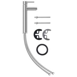 Berkfield Home Durable Bathroom Sink with Tap & Push Drain Frosted Tempered Glass in Silver - thumbnail 5