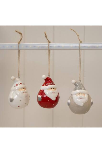 KDMD Box of 3 Ceramic Santa Baubles - image 1