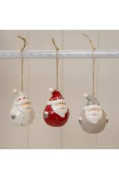 KDMD Box of 3 Ceramic Santa Baubles - thumbnail 1