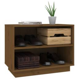 Berkfield Home Shoe Cabinet Honey Brown 60x34x45 cm Solid Wood Pine - Size: 60 x 34 x 45 cm - thumbnail 4