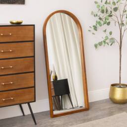 Melody Maison Tall Dark Wood Framed Arched Wall & Leaner Mirror - 60cm X 140cm - Ashwell Range in Brown - Size: 60 cm X 140 cm