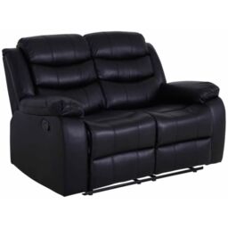 Snugg Furniture UK Limited Roman Leather Recliner 2 Seater sofa in Black - thumbnail 1
