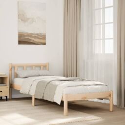 Berkfield Home Extra Long Bed Frame without Mattress 90x210 cm Solid Wood Pine in Brown - thumbnail 1