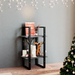 Berkfield Home 2-Tier Book Cabinet Grey 40x30x70 cm Solid Pine Wood - Size: 40 x 30 x 70 cm - thumbnail 1