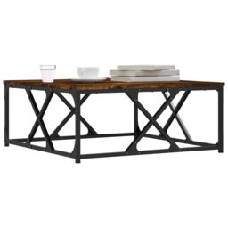 Berkfield Home Coffee Table Smoked Oak 70x70x30 cm Engineered Wood in Brown - Size: 70 x 70 x 30 cm - thumbnail 3