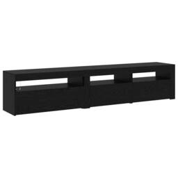 Berkfield Home TV Cabinets 2 pcs with LED Lights Black Oak Engineered Wood - thumbnail 9