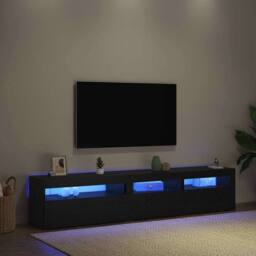 Berkfield Home TV Cabinets 2 pcs with LED Lights Black Oak Engineered Wood - thumbnail 5