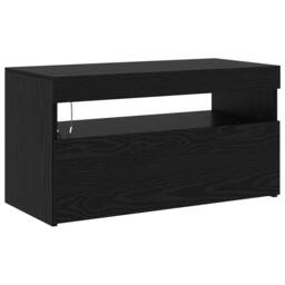 Berkfield Home TV Cabinets 2 pcs with LED Lights Black Oak Engineered Wood - thumbnail 8