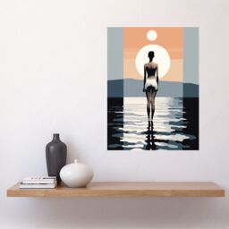 "Artery8 Wall Art Print The Sea is Calling Modern Abstract Minimalist Artwork Sun & Moon Poster - Size: W24"" x H32""" - thumbnail 2