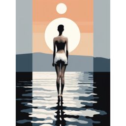 "Artery8 Wall Art Print The Sea is Calling Modern Abstract Minimalist Artwork Sun & Moon Poster - Size: W24"" x H32""" - thumbnail 1
