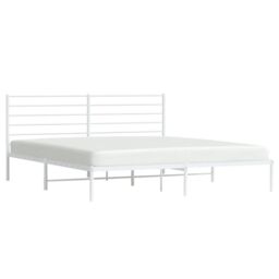 Berkfield Home Metal Bed Frame with Headboard White 180x200 cm Super King - thumbnail 4