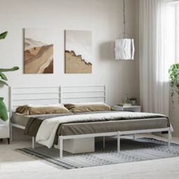 Berkfield Home Metal Bed Frame with Headboard White 180x200 cm Super King - thumbnail 3