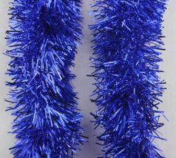 Shatchi 1.8m Luxury Deluxe Chunky Christmas Tinsel Garland Xmas Tree Decorations in Blue - thumbnail 2