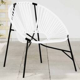Berkfield Home Garden Egg Chair Black & White Poly Rattan - thumbnail 2