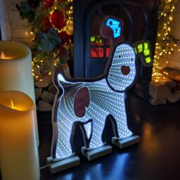 Samuel Alexander 40cm LED Infinity Snowdog Christmas Decoration with Wooden Base - thumbnail 4