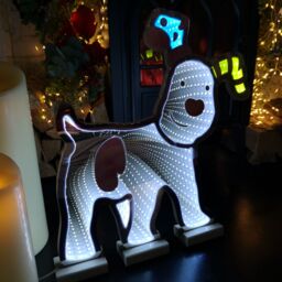 Samuel Alexander 40cm LED Infinity Snowdog Christmas Decoration with Wooden Base