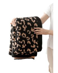 Leopard Print Plush Fleece Blanket Super Soft Cozy - thumbnail 4