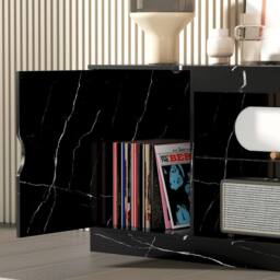 Wyld Haus Avadell 148cm Black Marble Effect TV Unit Glass Shelf for 45 55 inch - thumbnail 8