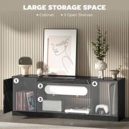 Wyld Haus Avadell 148cm Black Marble Effect TV Unit Glass Shelf for 45 55 inch - thumbnail 6