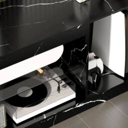 Wyld Haus Avadell 148cm Black Marble Effect TV Unit Glass Shelf for 45 55 inch - thumbnail 7