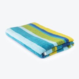 Allure Bath Fashions Men's Velour Stripe Beach Towel in Blue