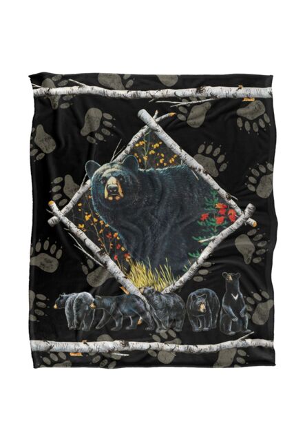 JQ Licensing Bs-Jp Black Bears Silky Touch Super Soft Throw Blanket 152 X 127 cm in White - image 1