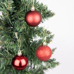 Shatchi Christmas Tree Decorations Baubles dark red 5cm-9pcs set -pvc - thumbnail 4