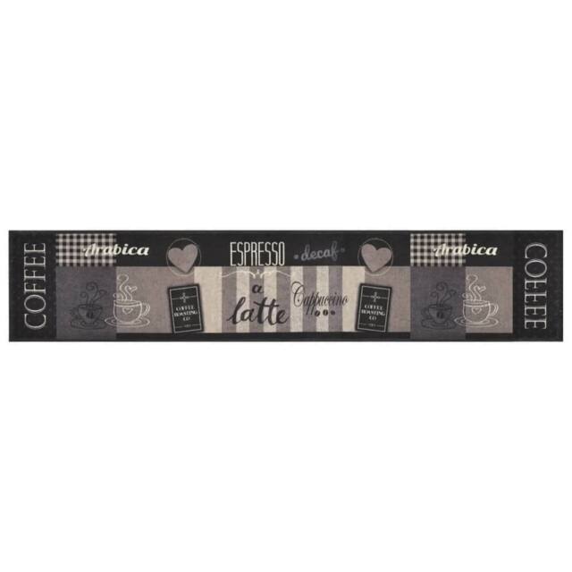 Berkfield Home Kitchen Rug Washable Coffee Black 60x300 cm Velvet - image 1