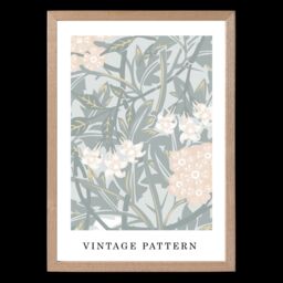 ARTZE William Morris Jasmine in Green & Peach Art Print / Oak Frame / SIZE: A4 - Size: A3 - thumbnail 2