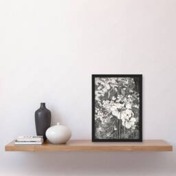 Artery8 Theo van Hoytema Framed Wall Art Print Spring Flowers Black & White in Grey - Size: A4 - thumbnail 2