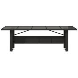Berkfield Home Garden Table with Glass Top Black 240x90x75 cm Poly Rattan - Size: 240 x 90 x 75 cm - thumbnail 4