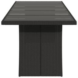 Berkfield Home Garden Table with Glass Top Black 240x90x75 cm Poly Rattan - Size: 240 x 90 x 75 cm - thumbnail 5