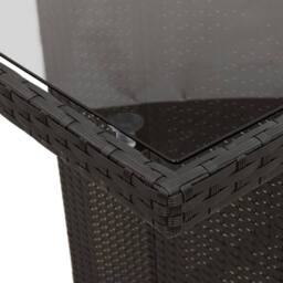 Berkfield Home Garden Table with Glass Top Black 240x90x75 cm Poly Rattan - Size: 240 x 90 x 75 cm - thumbnail 9