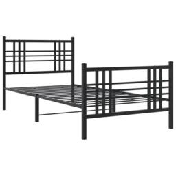 Berkfield Home Metal Bed Frame without Mattress with Footboard Black 90x190cm - Size: 90x190 cm - thumbnail 3