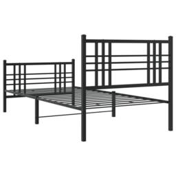 Berkfield Home Metal Bed Frame without Mattress with Footboard Black 90x190cm - Size: 90x190 cm - thumbnail 6