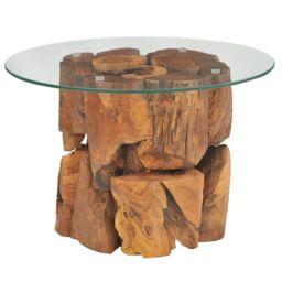 Berkfield Home Coffee Table Solid Teak Driftwood 60 cm in Brown - thumbnail 1
