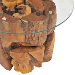 Berkfield Home Coffee Table Solid Teak Driftwood 60 cm in Brown - thumbnail 5