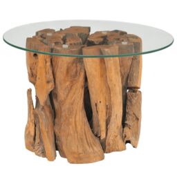 Berkfield Home Coffee Table Solid Teak Driftwood 60 cm in Brown - thumbnail 3