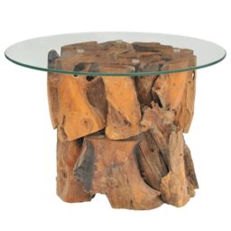 Berkfield Home Coffee Table Solid Teak Driftwood 60 cm in Brown - thumbnail 2