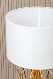 Orsina Modern White Shade Table Lamp, Bronze Metal Frame With Crossover Design, Black Marble Base Accent Light in Gold - thumbnail 3
