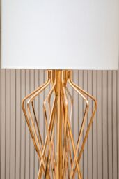 Orsina Modern White Shade Table Lamp, Bronze Metal Frame With Crossover Design, Black Marble Base Accent Light in Gold - thumbnail 4