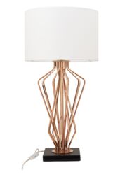 Orsina Modern White Shade Table Lamp, Bronze Metal Frame With Crossover Design, Black Marble Base Accent Light in Gold