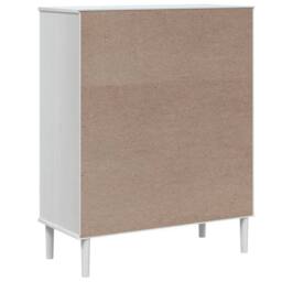 Berkfield Home Highboard SENJA Rattan Look White 90x40x112cm Solid Wood Pine - Size: 90 x 40 x 112 cm - thumbnail 8