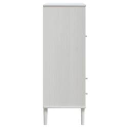 Berkfield Home Highboard SENJA Rattan Look White 90x40x112cm Solid Wood Pine - Size: 90 x 40 x 112 cm - thumbnail 7