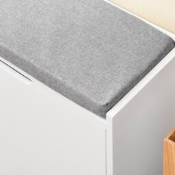 SoBuy Slim Entrance Bench - Storage & Cushion - Nordic in White - thumbnail 4